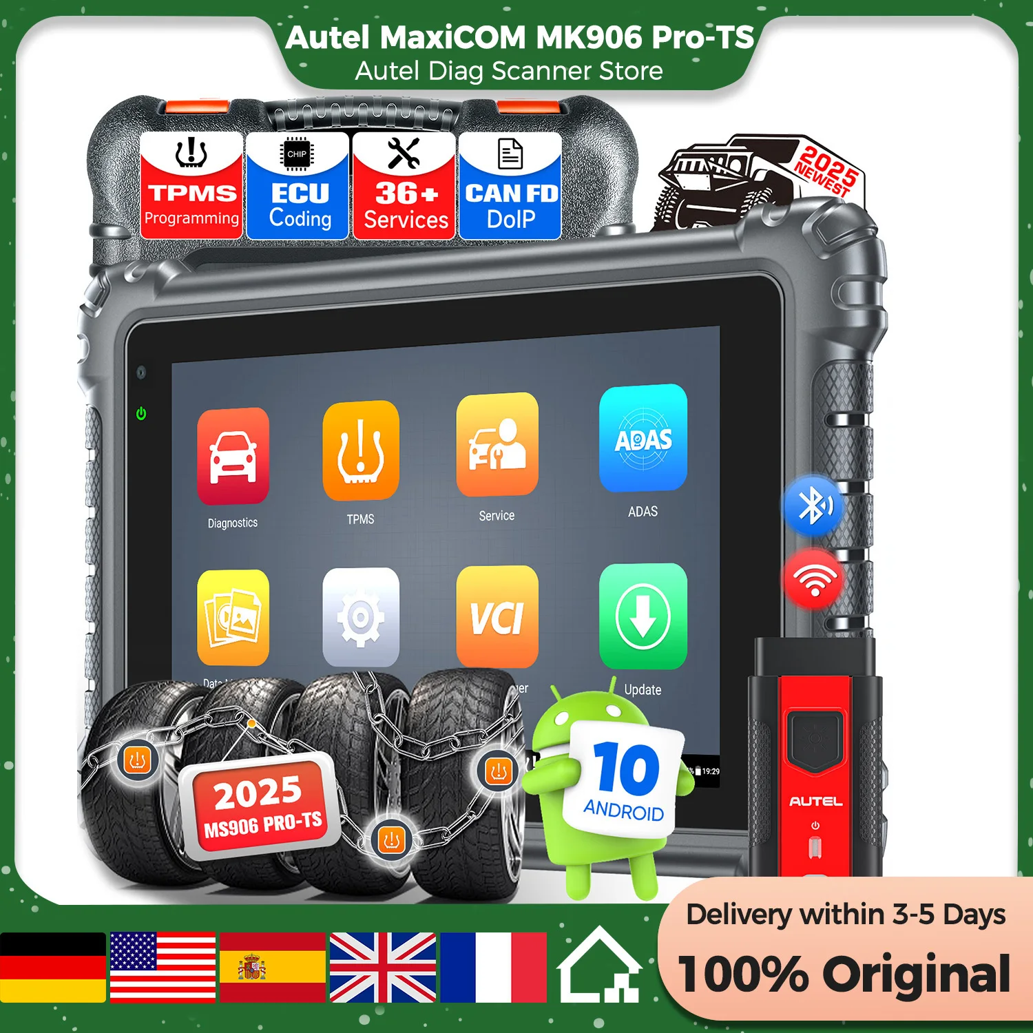 2024 Newest Autel MaxiCOM MK906 Pro-TS With Full TPMS Functions,Advanced ECU Coding,36+ Service,Active Test PK MS906 Pro-TS