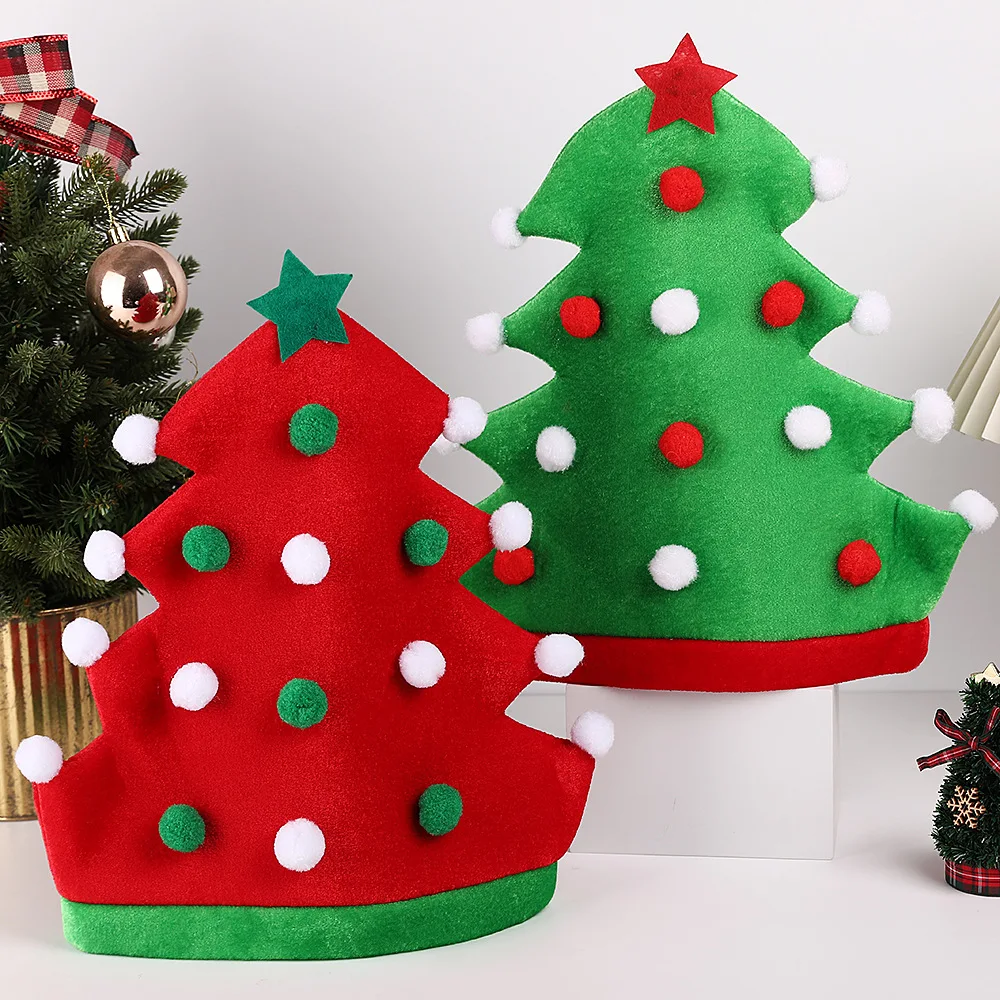 Green Performance Christmas Tree Christmas Hat Tree Hat Christmas Elf Hat Stage Decorations Decorations Christmas Accessories