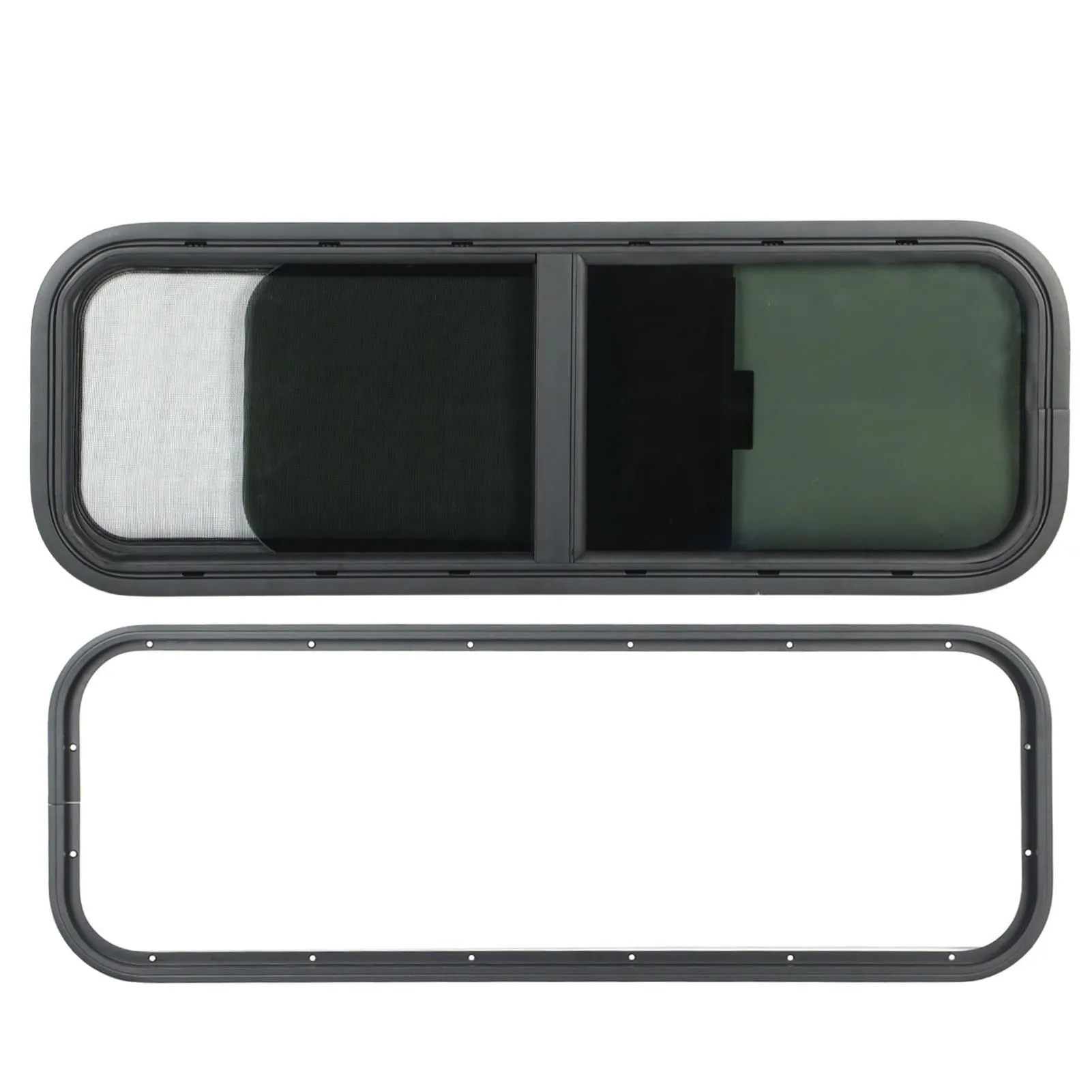 900x300mm Round Angle Sliding RV Window Black Tempered Glass Shade for  Trailer Glass RV Window RV Sliding