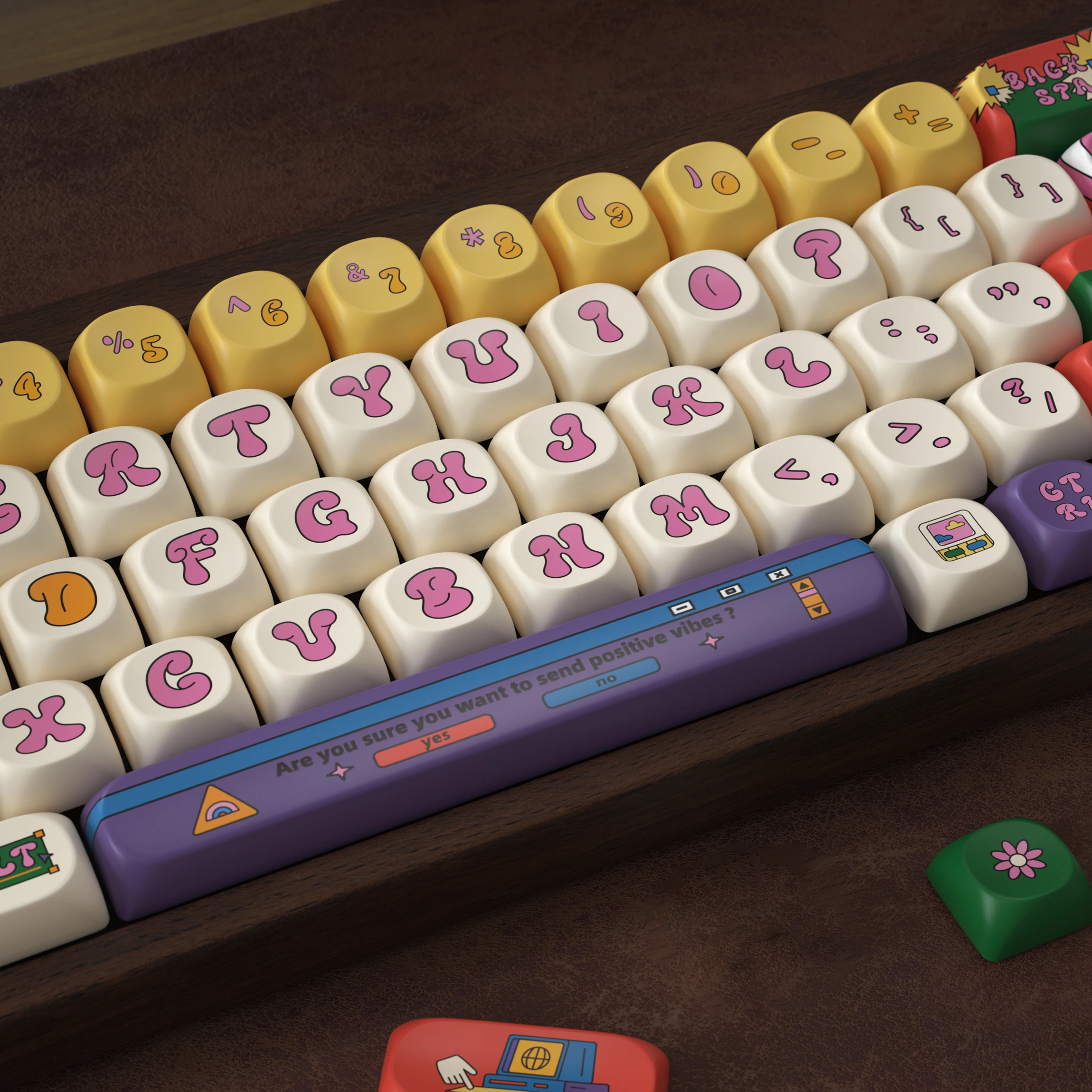 Imagem -04 - Cinco Lados Calor Sublimação Pbt Keycaps American Retro Keycaps Keycaps Redondos Bonitos Alice Layout Split Space Bar 125 136 Chaves