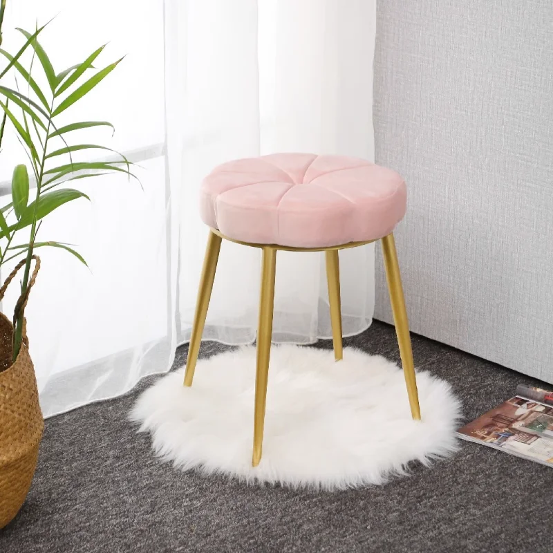 

Metal Gardening Makeup Stool Round Modern Elegant Bedside Vanity Chair Hallway Portable Meuble De Salon Hallway Furniture