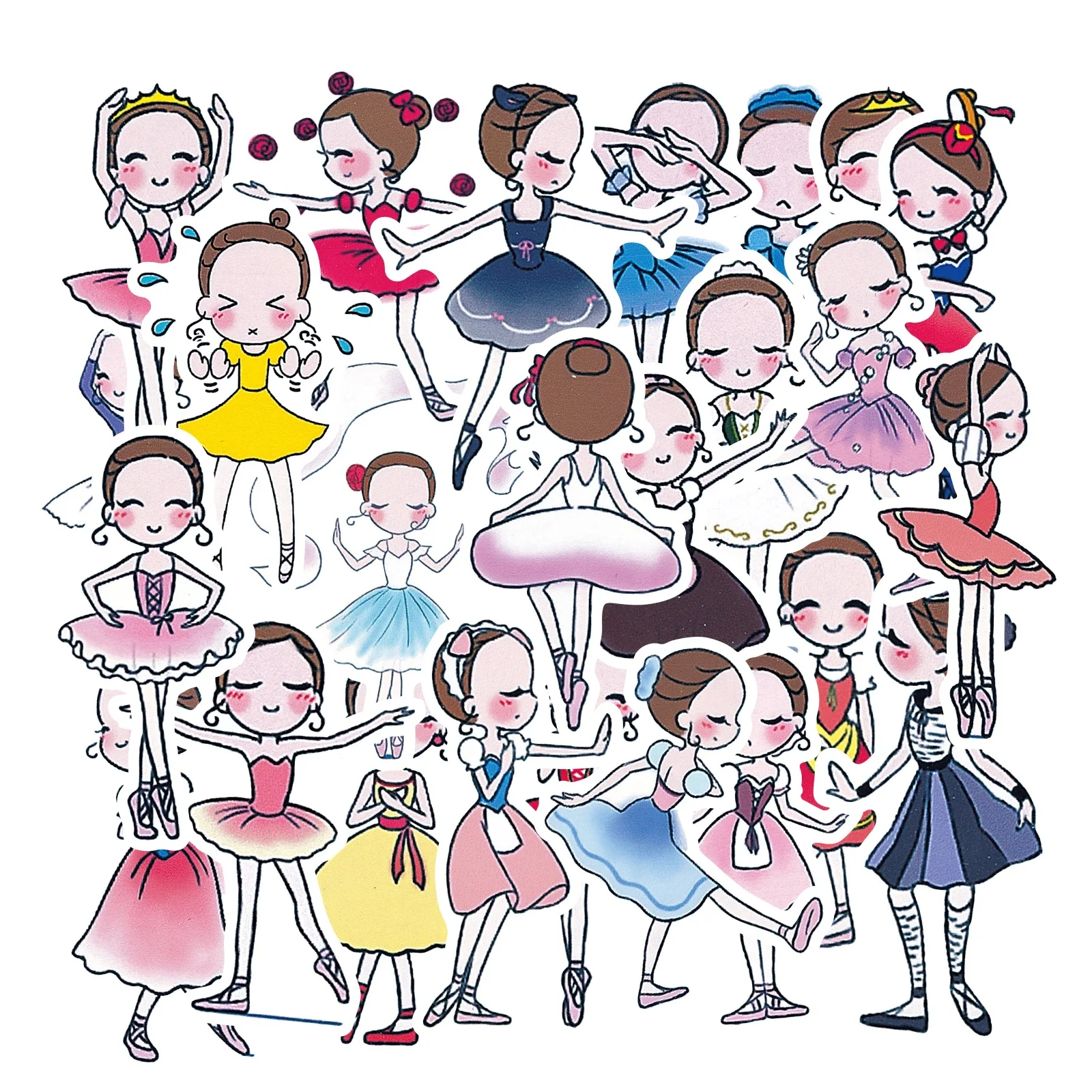 10/30/50/101PCS Cartoon Ballerina Girl Cartoon Sticker Graffiti Decoration Laptop Scrapbook Luggage Waterproof Decal Kids Toy