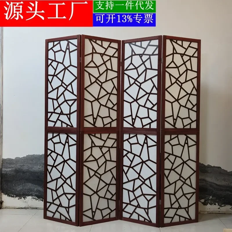 Modern Carved Wooden Folding Screen Movable Room Divider for Home Hotel Office Simple Floor Standing Partition Baffle Decor