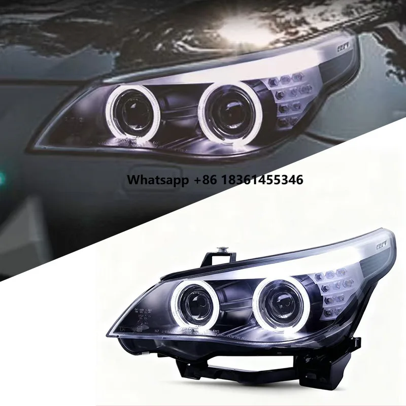 

03-10 5 Series E60 520, 523, 525 Headlight Assembly Angel Eye Lenses Xenon Headlights