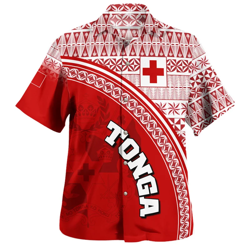3D The Kingdom Of Tonga National Flag Printing Shirts Tonga Emblem Coat Of Arm Graphic Short Shirts Men Harajuku Shirts Clothing