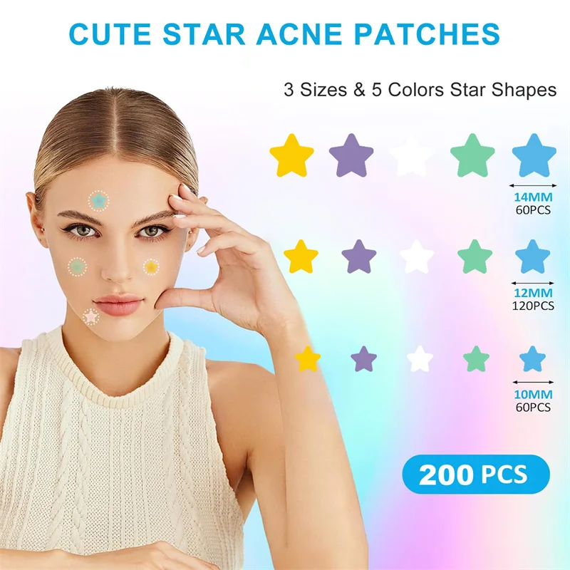 10Pcs Invisible Acne Removal Skin Care Stickers Pentagram Colored Acne Patch Pimple Patch Face Spot Beauty Makeup Tool