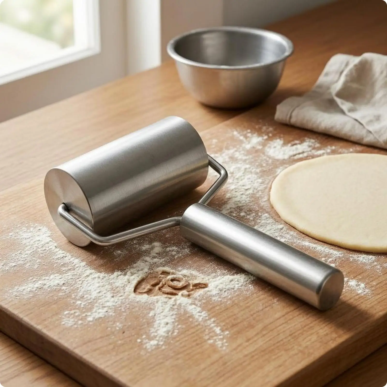Stainless Rolling Pin Metal Pastry Roller Sturdy 430 Steel Baking Roller for Dough Cookies Pie Crust and Everyday Kitchen Tasks
