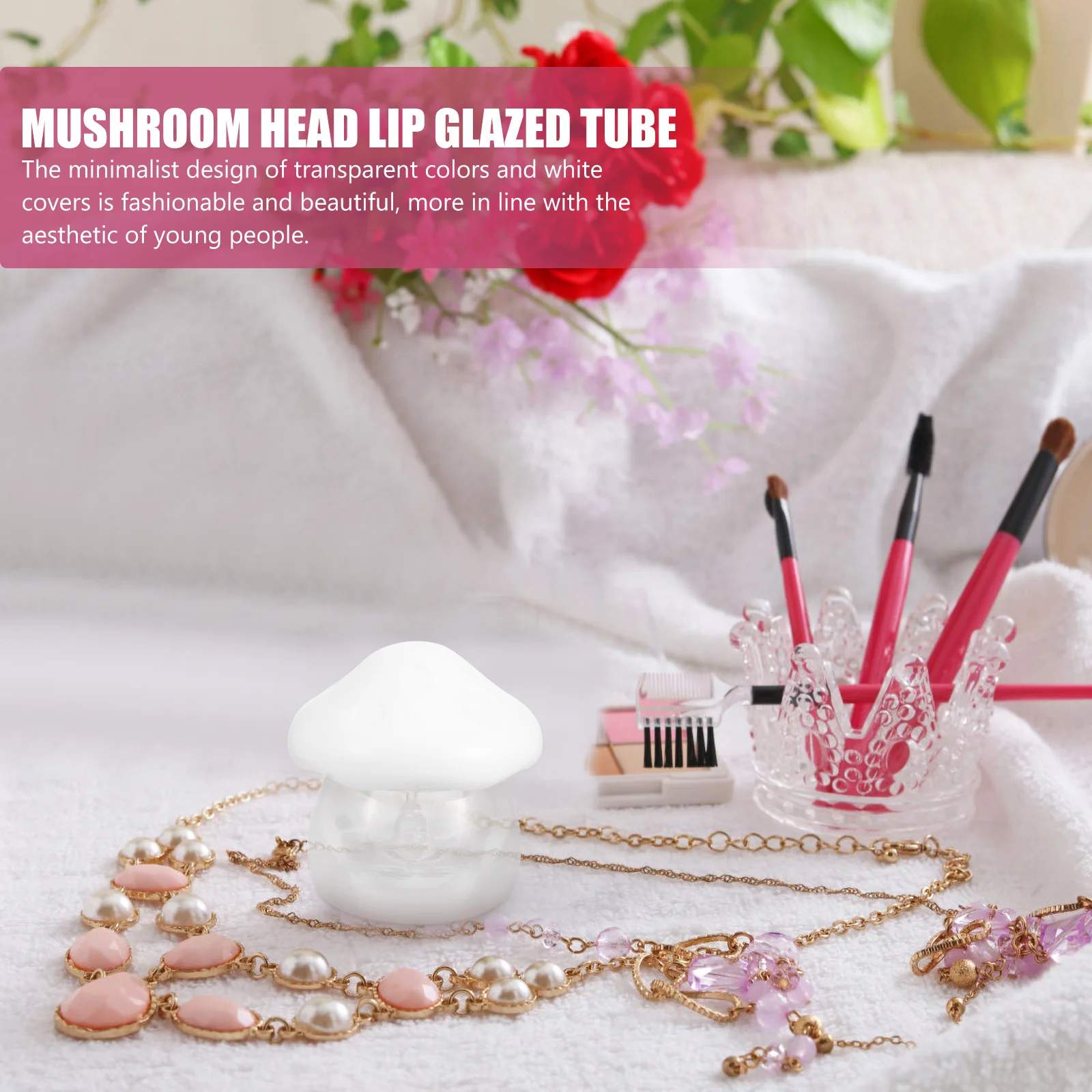 1세트 립밤 용기 리필 가능 휴대용 크림 병 여행용 메이크업 보관 버섯 모양 립글로스 튜브