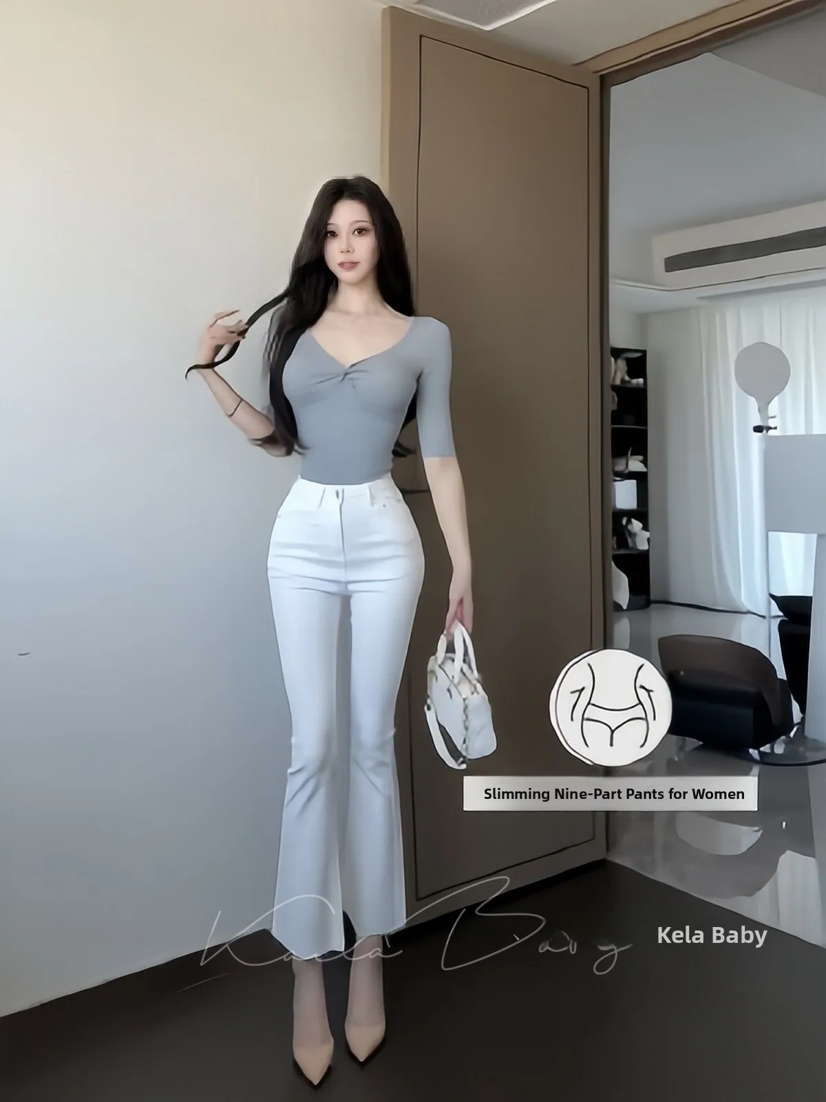 High Waist Slim Fit Denim Jeans Women's Spring Tightened Hip Enhanced Leg Lengthening Frayed  Versatile Pants