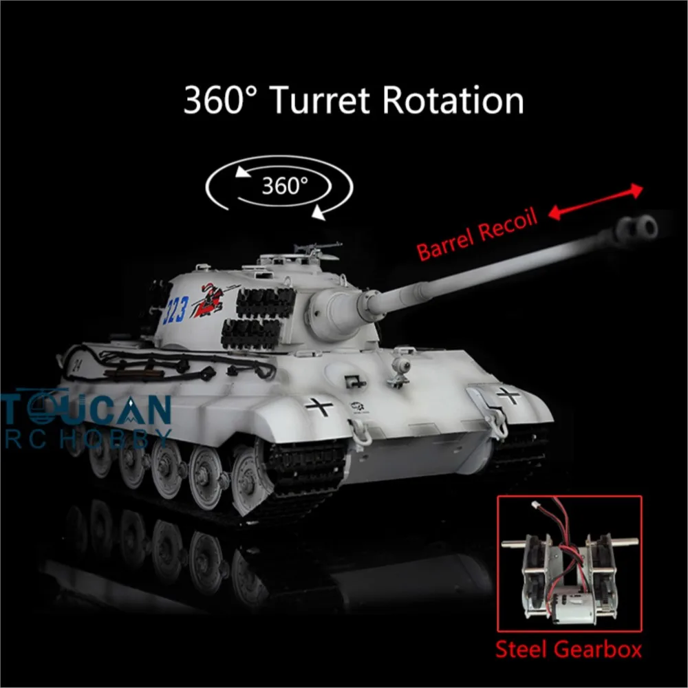 2.4g henglong 1/16 7.0 neve rei tigre rc tanque 360 3888a barril recoil caixa de velocidades efeito fumaça blindado brinquedo adulto TH17549-SMT7