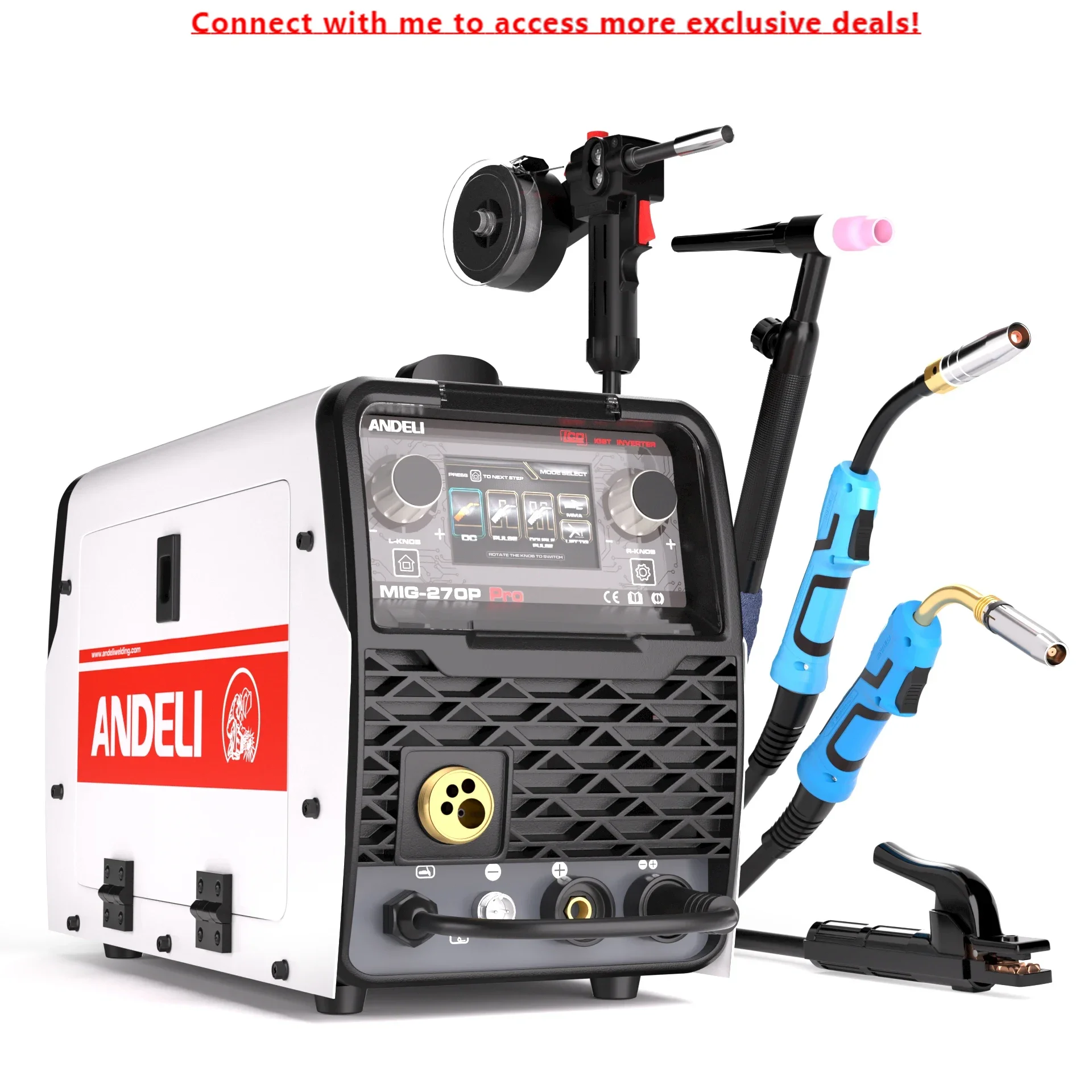 

ANDELI 220V LCD Double Pulse Spool Gun Complete Package MIG Lift TIG MMA Spool Gun Aluminium Torch MIG Welder