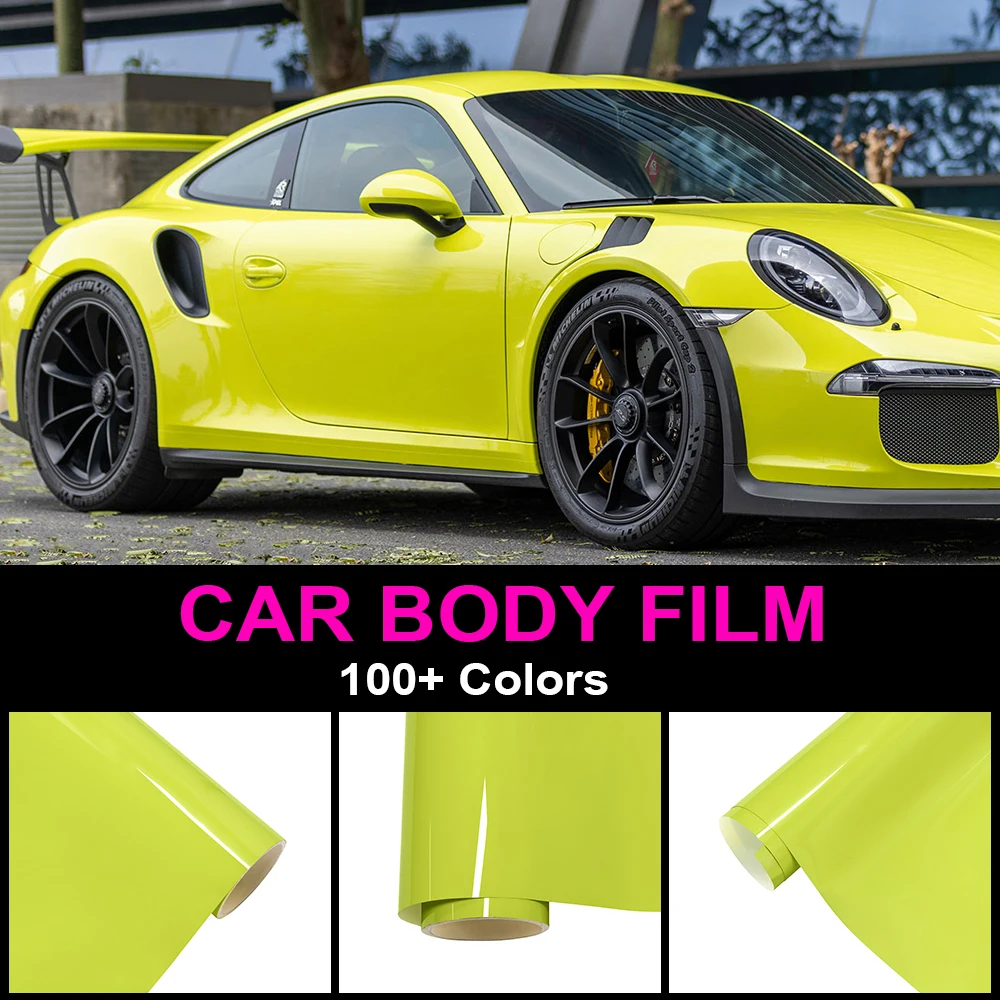 PET Acid Green Color Car Wrapping Film Sticker Car Auto Body Scratch-Resistant Covers Vehicle Durable Motorcycle Tuning Decal