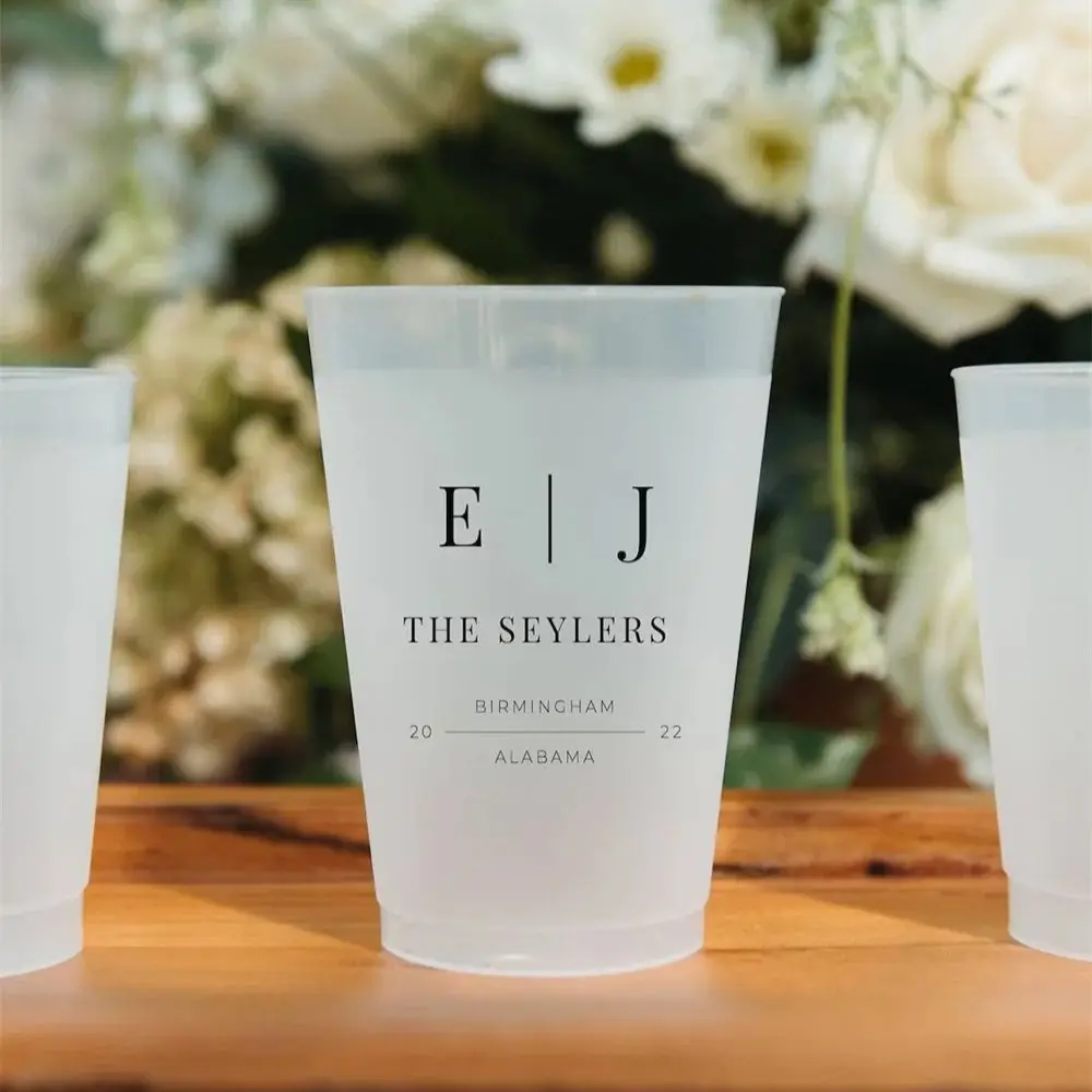 

Customized Frosted Shatterproof Flex Cups, Personalized Wedding Favor Cups, Wedding Favors, Minimalistic Wedding, Modern Wedding