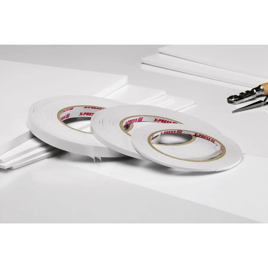 Fita dupla face forte para artesanato, 1/4" x 55 jardas, tiras de montagem adesivas invisíveis