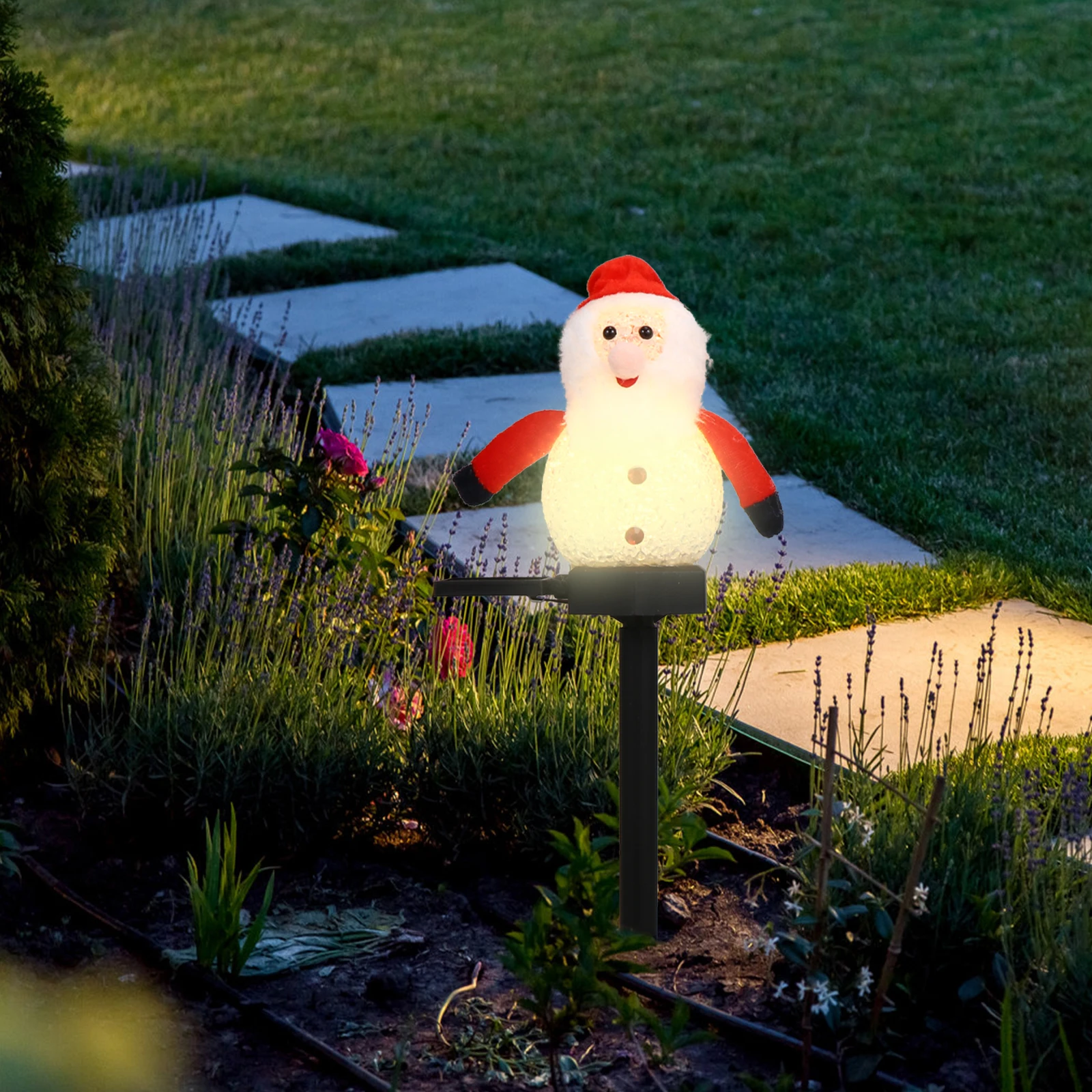

Solar Christmas Lights Santa Claus Shape EVA Material Built in Warm Tone for Lawn Garden Outdoor Decor