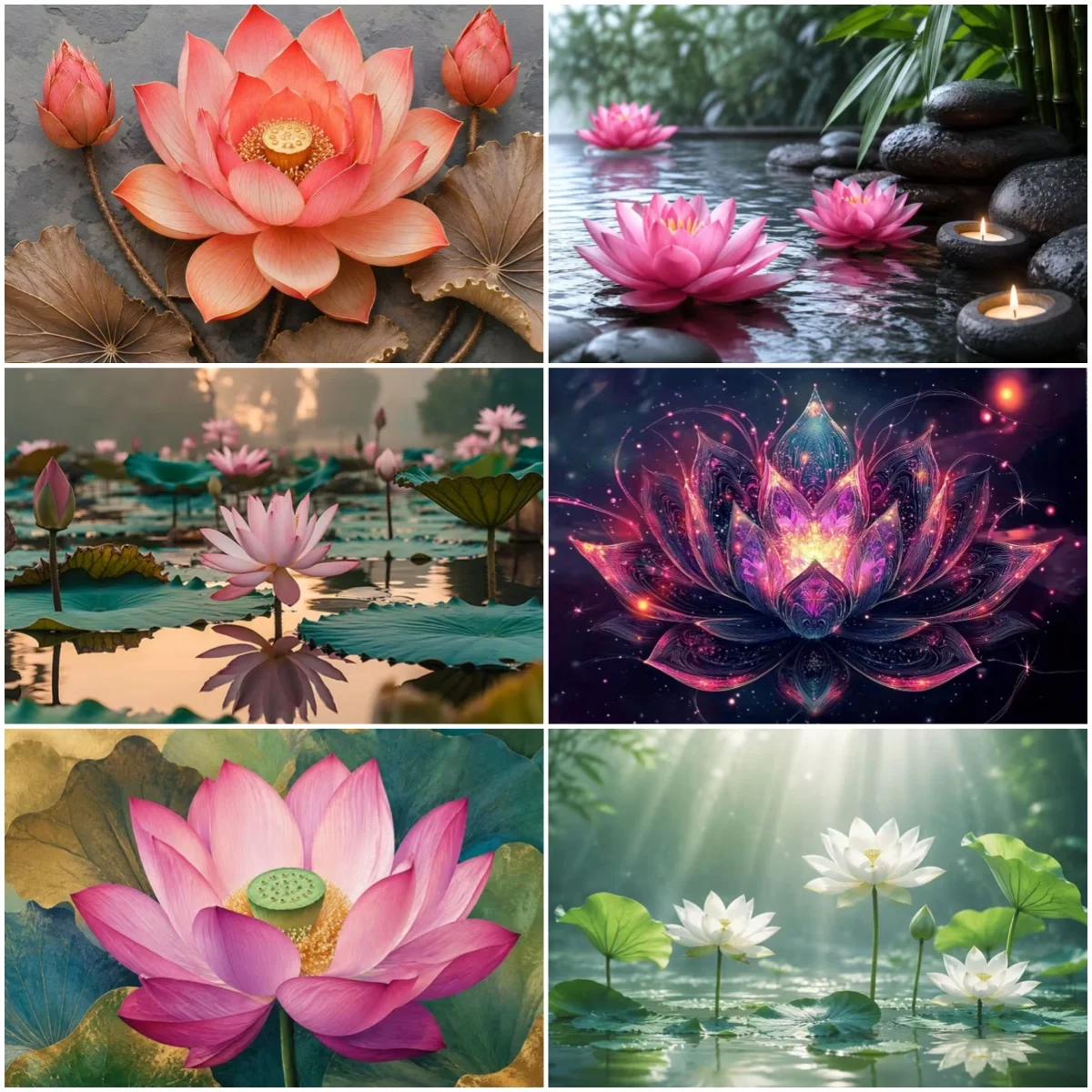 Zen Candle Supplies - ดอกบัวที่สง่างาม ฉากหลังถ่ายภาพสวนเซน ผ่อนคลาย ฉากหลังเทียนไม้ไผ่ แบนเนอร์ตกแต่งบ้าน อุปกรณ์ทำสมาธิ