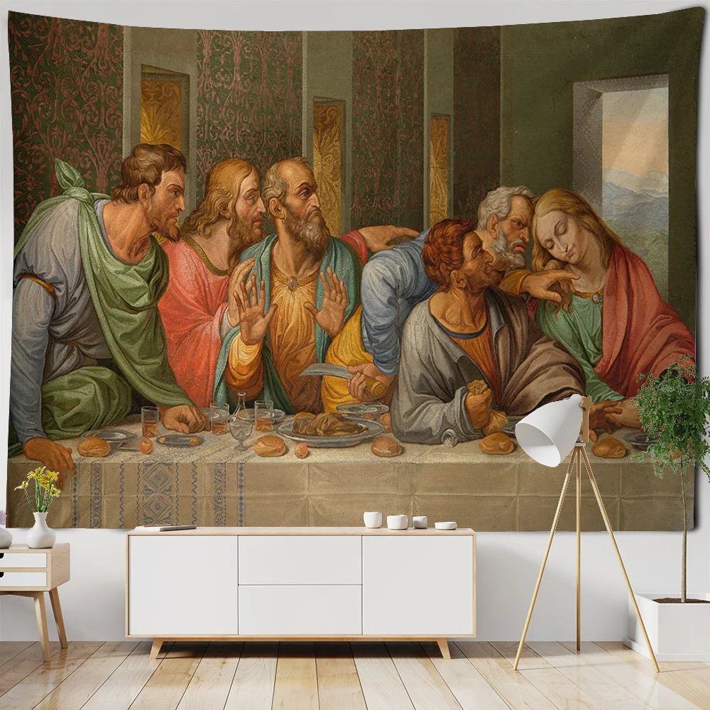 Retro oil painting tapestry wall hanging palace figure painting tapestry Bohemian beach mat yoga mat home bedroom hanging cloth