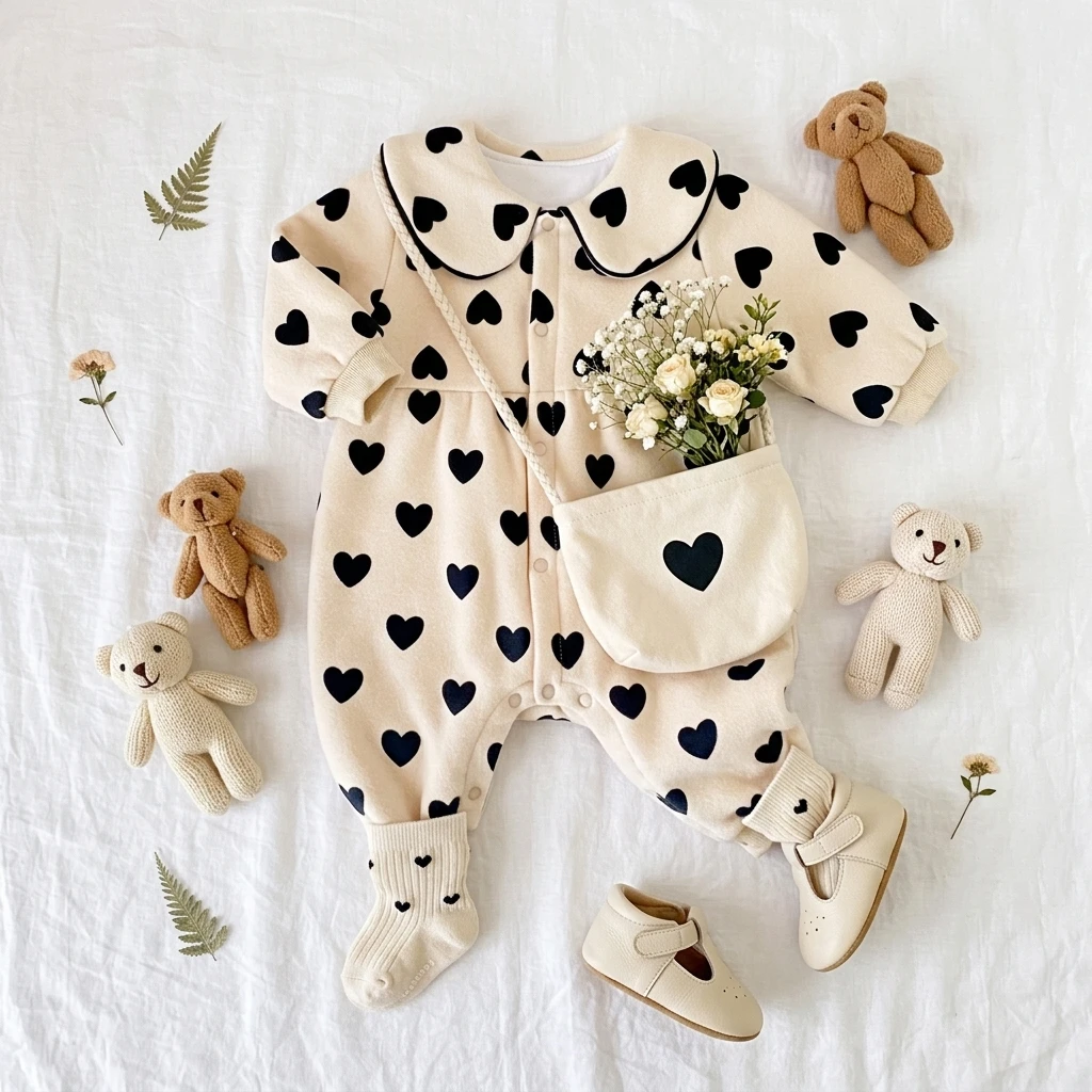 Sanlutoz Clothing Heart Baby Clothes Long Sleeve Baby Girls Infants Winter Ropmers Cute