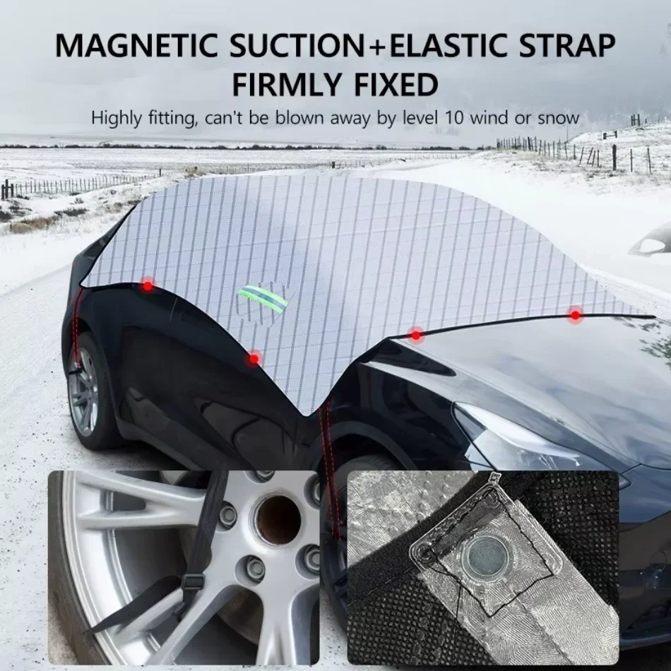 Car Front Windshield Snow Cover for Model 3 Y 2021-2025 Ice and Snow Side Mirror Protector UV Sun Visor Auto Accessories