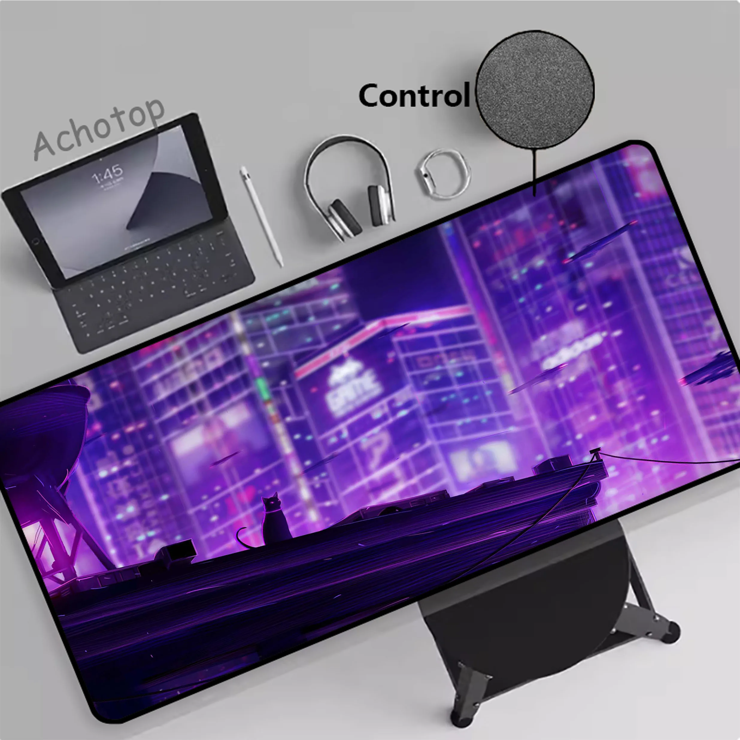 Neon City Dazzling Control Gamer Mousepad Large Gaming Mouse Pad Computer Keyboard Pads Locking Edge Mouse Mat XXXL Desk Mat