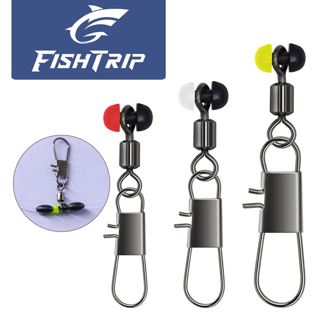 

FishTrip 25-100Pcs Fishing Two-tone adjustable Space Bean Connector Stainless Snap Swivel Fishing Tackle Accessories