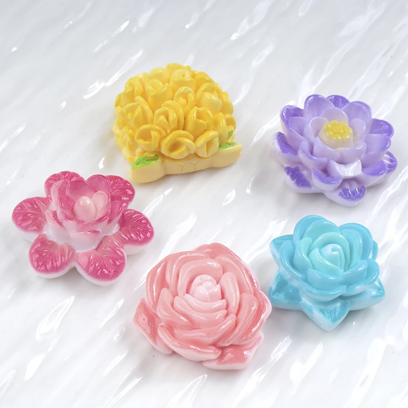 10/100pcs Kawaii Miniatures Flowers Series Patch Flatback Scrapbook DIY Resin Cabochon Handmade Dollhouse Decoration Accessories