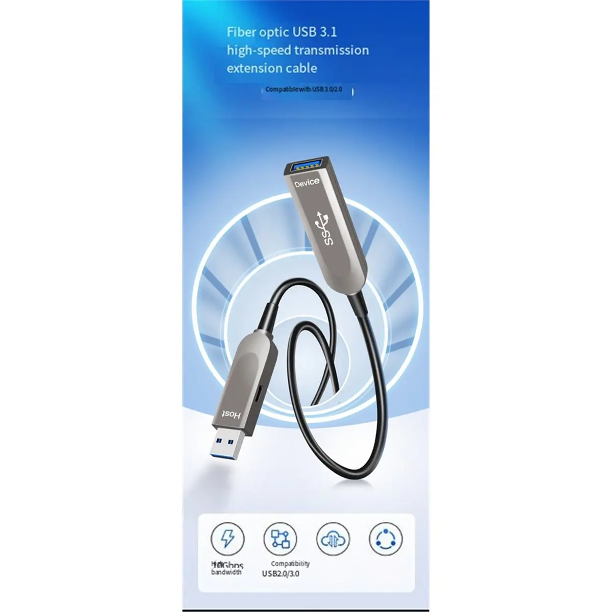 

Оптоволоконный кабель USB 3.0 A41T 10 Гбит/с для удлинителя AOC USB3.0 (совместим с USB2.0) для HDD-корпусов и цифровых камер
