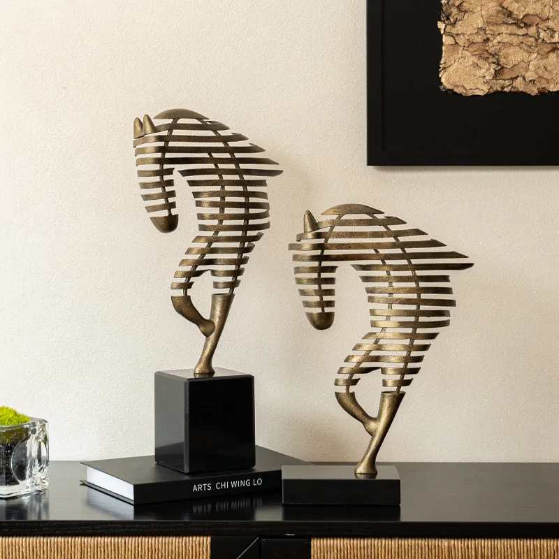 Yjq retro old abstract hollow horse head decoration new Chinese entrance study desktop ornament