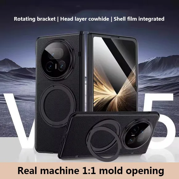 

360 °Rotating Magnetic Bracket Case For Honor Magic V5 5G Skin Feel Shockproof Folding Hinge Protective Cover With Tempered Film