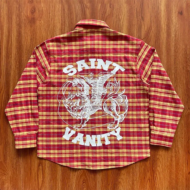 

Saint Vani Casual Plaid irt Jaet Red And Yellow ids Men's Long Sve Stand Fit Autumn Outerwear