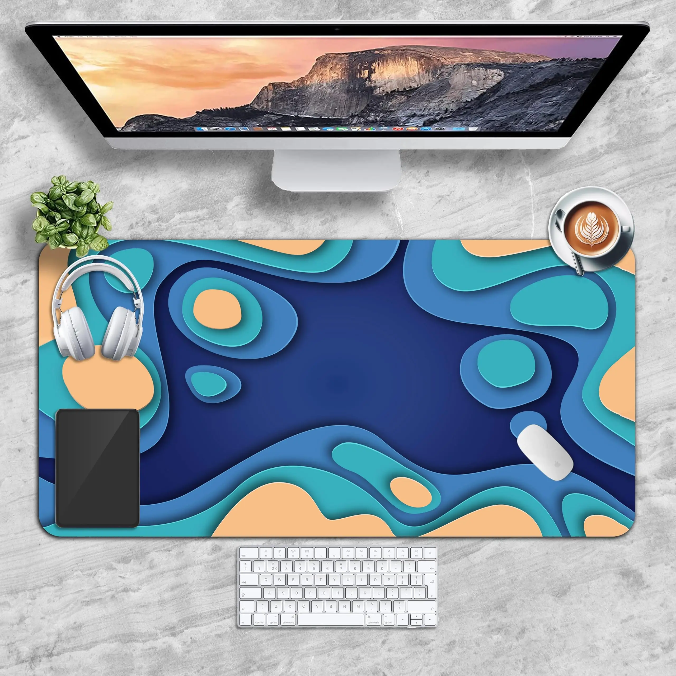 Large Mouse Pad Gaming Desk Mat Extended Mouse Pad Non-Slip Base Stitched Edges Keyboard Pad,for Laptop,Computer,Office,Desk Mat