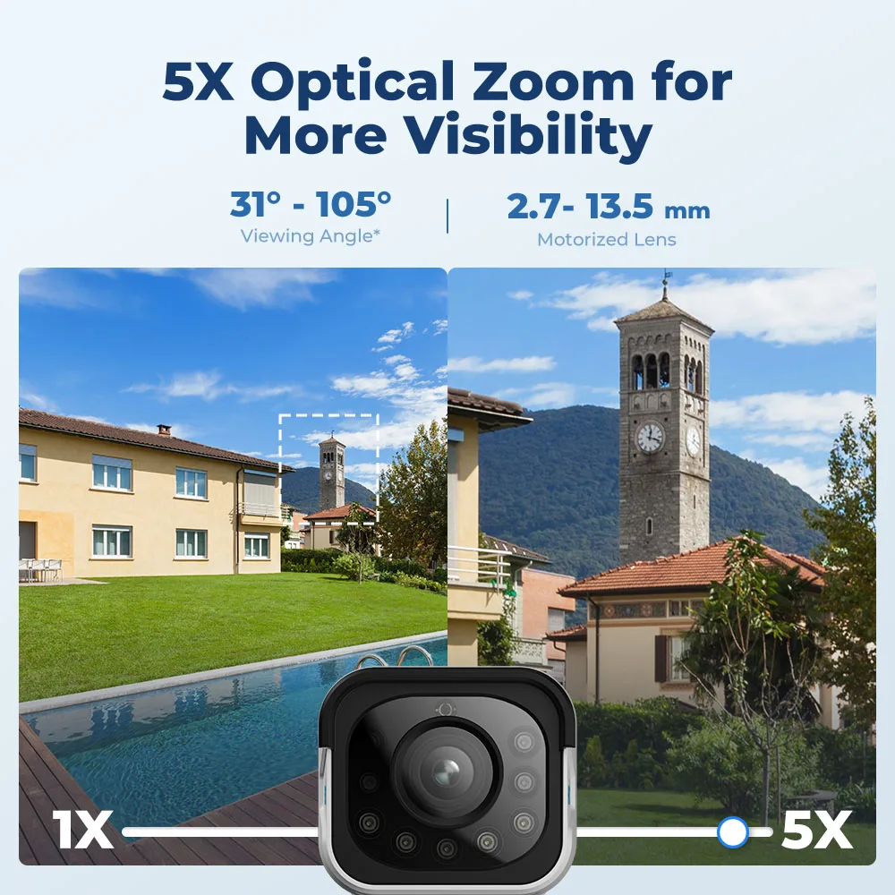 Reolink Smart 4K 8MP PoE Telecamera di Sicurezza Zoom 5X Audio Bidirezionale IP Cam Rilevamento di Persone/Veicoli Spotlight Telecamere di Sorveglianza