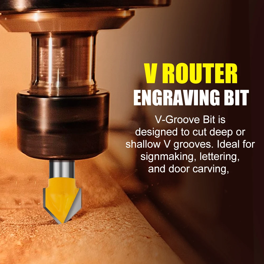 XCAN 1pc 1/4 Shank V Groove Router Bit 60 90 Degree V-shaped Milling Cutter Woodworking Router Bit for MDF Hardwood
