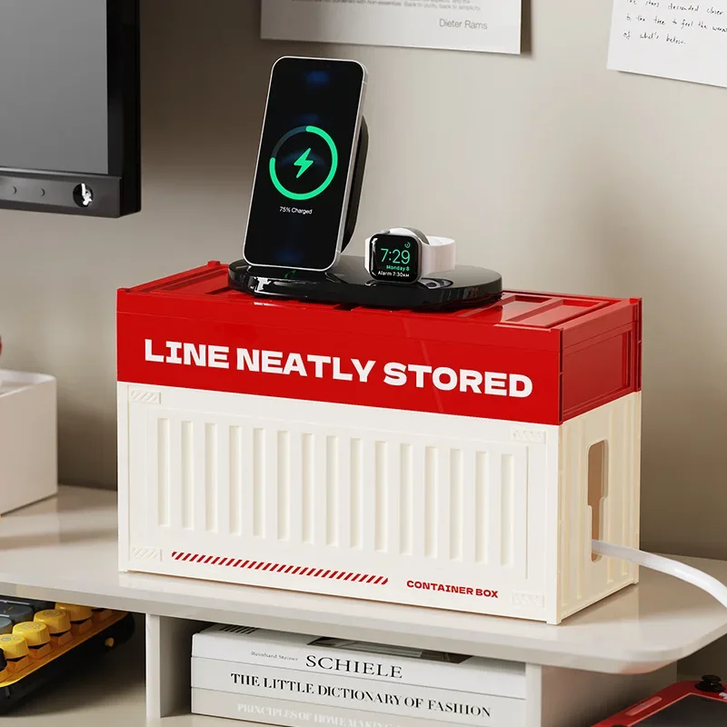 Cable Organizer Storage Box Desktop Cable Management Box with Lid Power Strip Storage to Hide Charger Power Strip Holder
