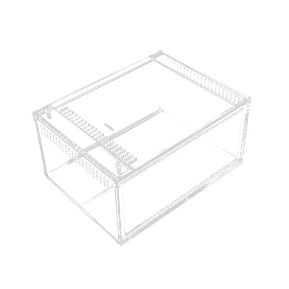 

Reptile Feeding Box Acrylic Breeding Tank Large Space Easy Feeding Unique Cover Design Prevent Escape Safety Suitable Turtle