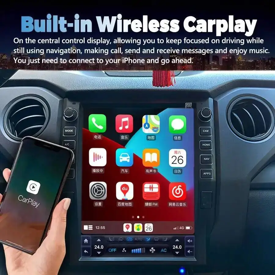 S Android 15 Multimedia Video Player Screen For Toyota Tundra 2014-2021 256GB Stereo 13inch Car Radio GPS Navi Carplay Head Unit