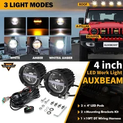 4 Inch LED Work Light with DT Plug 110W 11000LM Driving Work Lamp Pod Light Amber DRL White Spotlights For Offroad Truck SUV