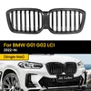 リアルドライカーボンファイバーレーシンググリル BMW G01 G02 LCI 2022-IN シングルスラットフロントバンパー腎臓フードグリル 1