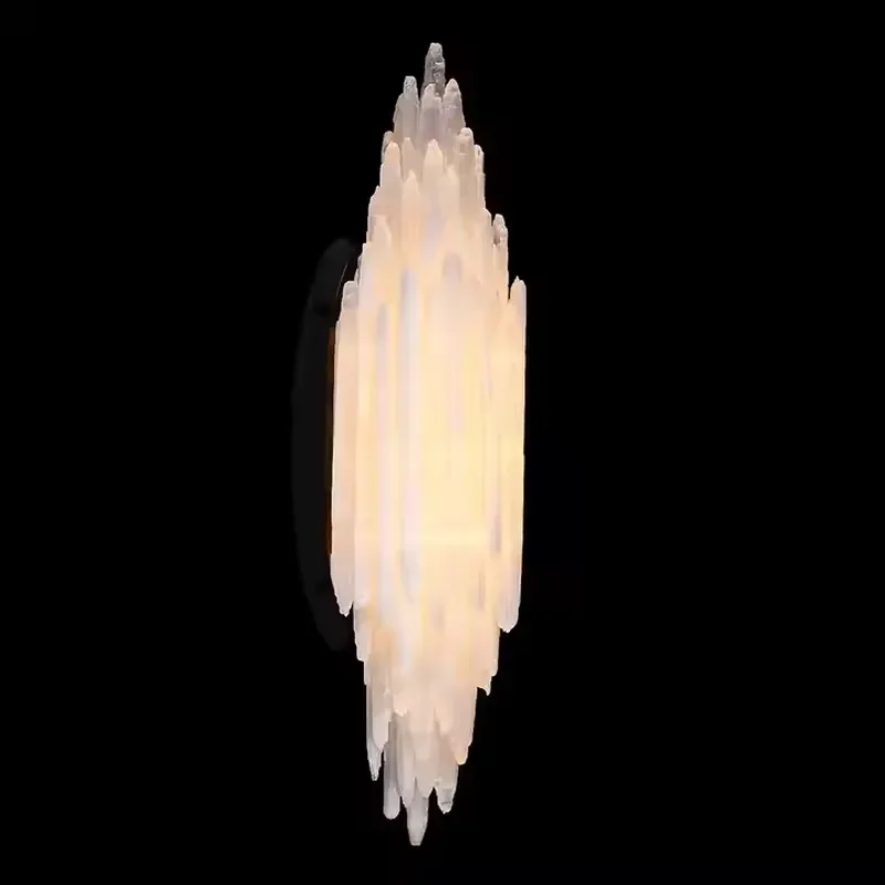 Customizable Modern Natural Selenite Wall Light Energy Stone Bedroom Hotel Villa Led Sconce Galery Decoration Wall Lamp