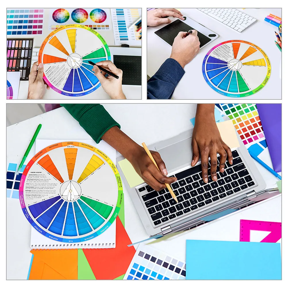 2pcs Gradient Color Wheel Chart for Watercolor Painting, Drawing & Makeup Blending – Color Mixing Guide