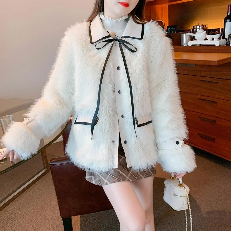 

Rabbit Faux Fur Coat Women Casual Winter Warm Plush Jacket Female Luxury Loose Motorcycle Warmth