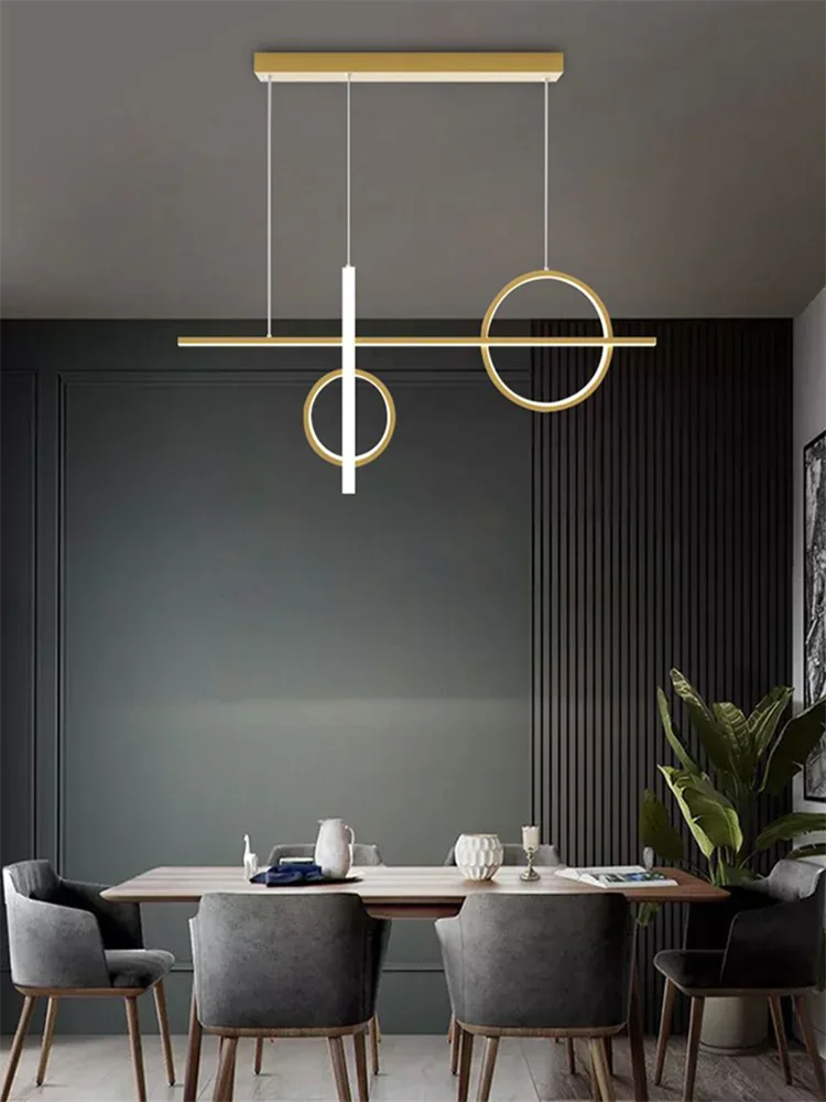 Luz pendente LED para ilha de cozinha, preto e ouro exclusivo, atmosfera familiar, decoração interior moderna, iluminação