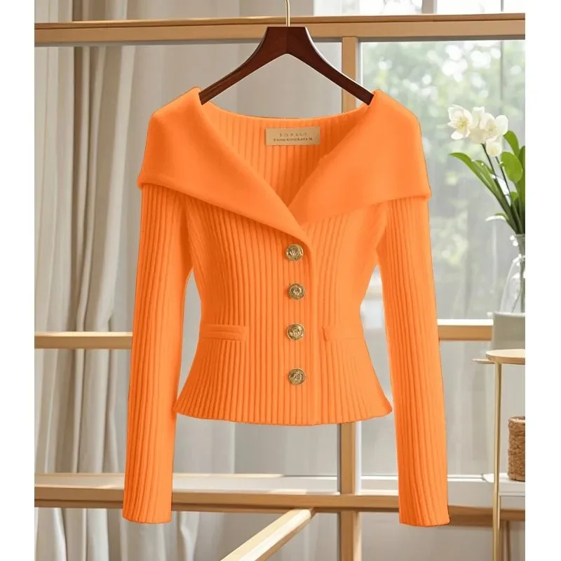 High-end Long Sleeves Female Knitted Design Sense Niche Fashion Cardigan Women Sweater Autumn Winter Ladies Knitting