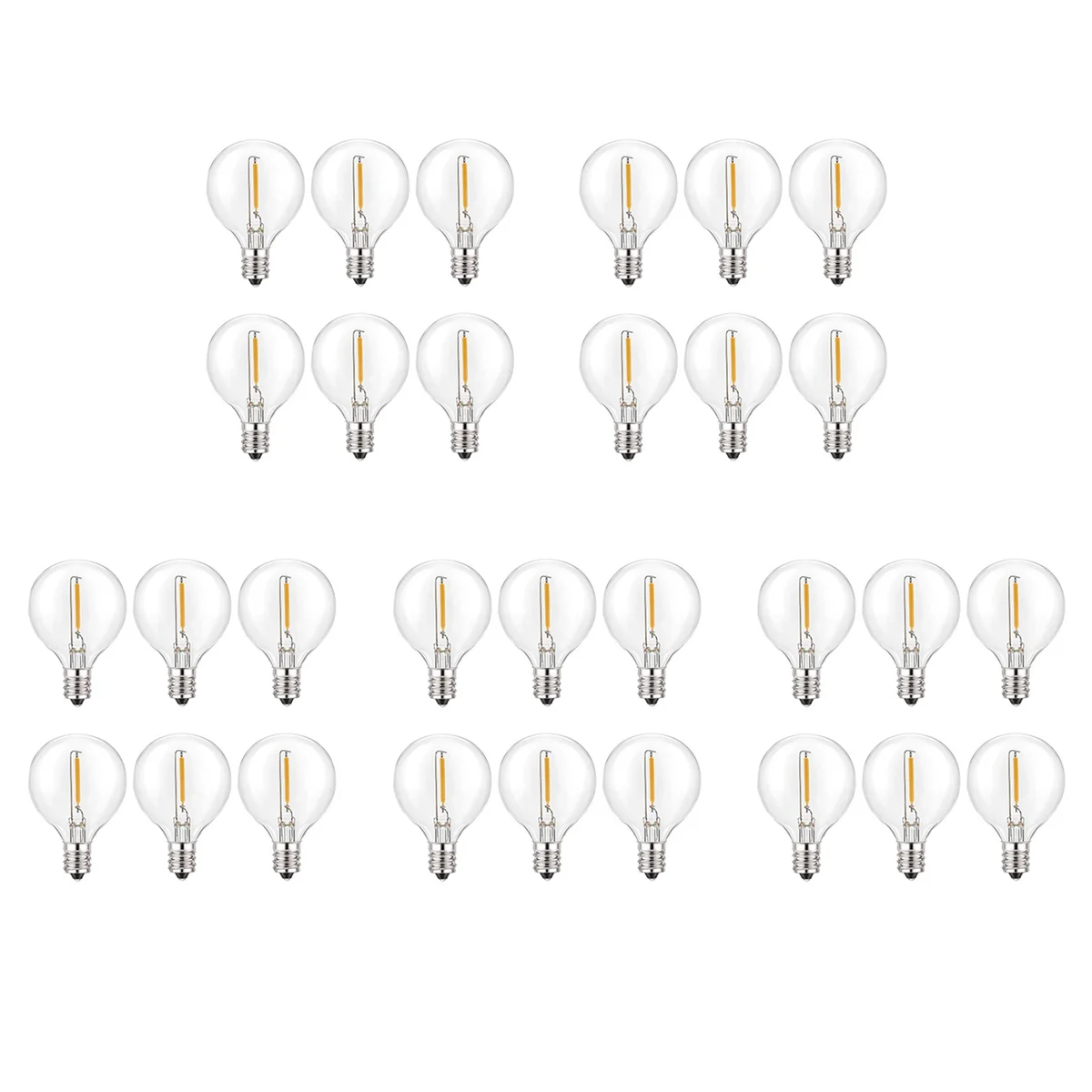 

ETRT 30Pcs G40 Led Replacement Light Bulbs, E12 Screw Base Shatterproof LED Globe Bulbs for Solar String Lights Warm White