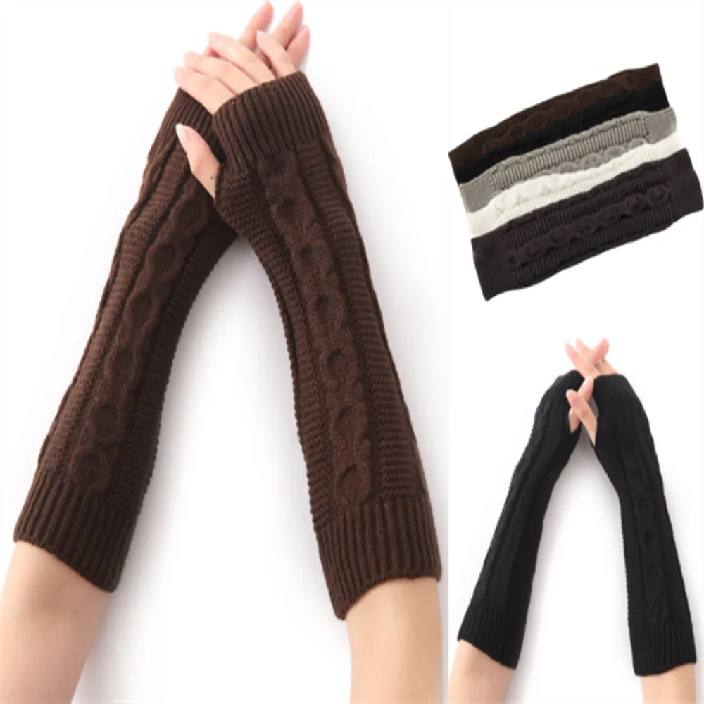 

Unisex Men Ladies Fingerless Gloves Winter Warm Soft Knitted Mittens ST013