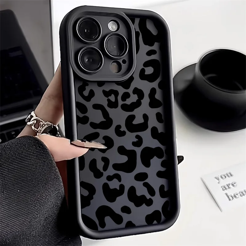 Leopard Print Silicone Phone Case For iPhone 14 Pro Case iPhone 11 12 13 16 15 Pro Max XR XS X 7 8 Plus Soft Shockproof Cover 