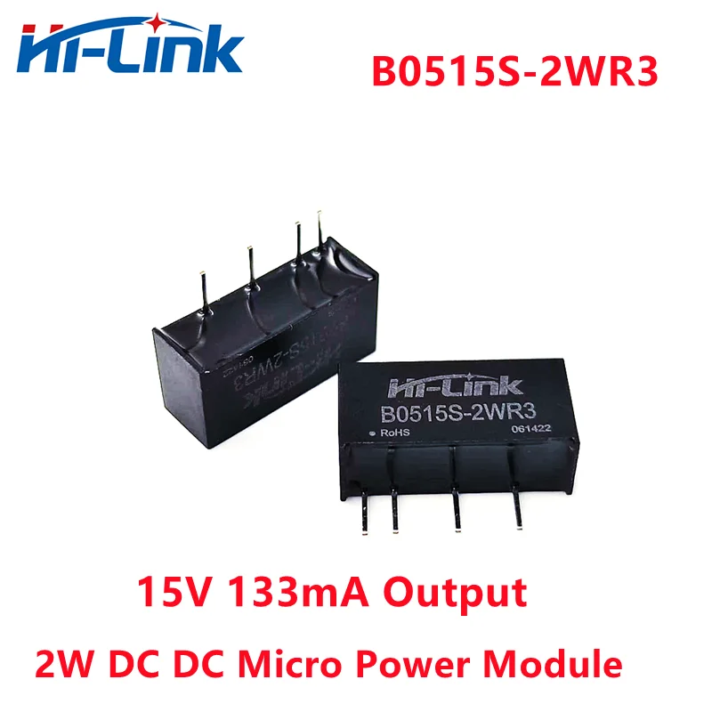 Hi-Link Ultra Small DC to DC Step Down Converter B0515S-2WR3 2W 5V to 15V 133mA Output DCDC Switch Power Supply Module