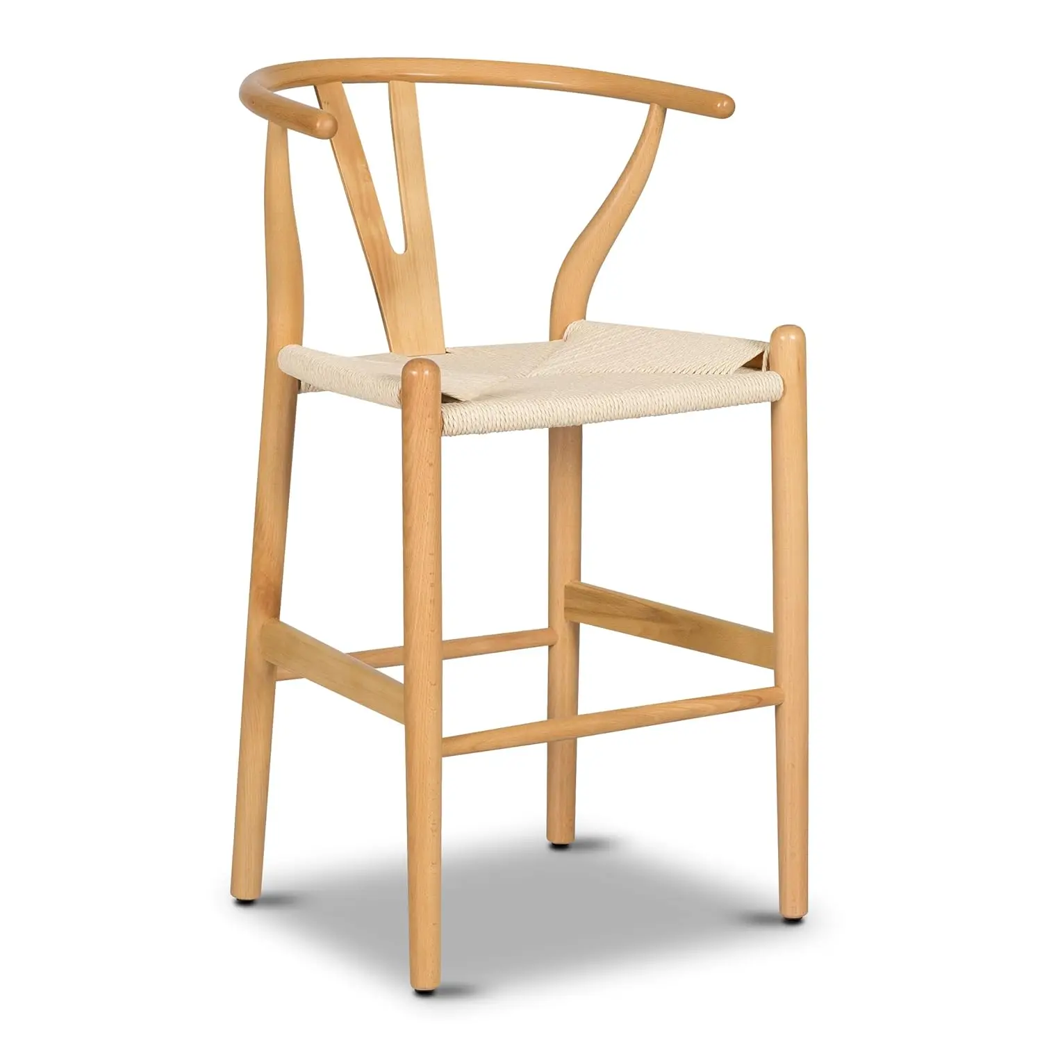 

Weave Counter Stool, 23” Height – Natural Beech Wood Frame with Rope Woven Seat, Fully Assembled