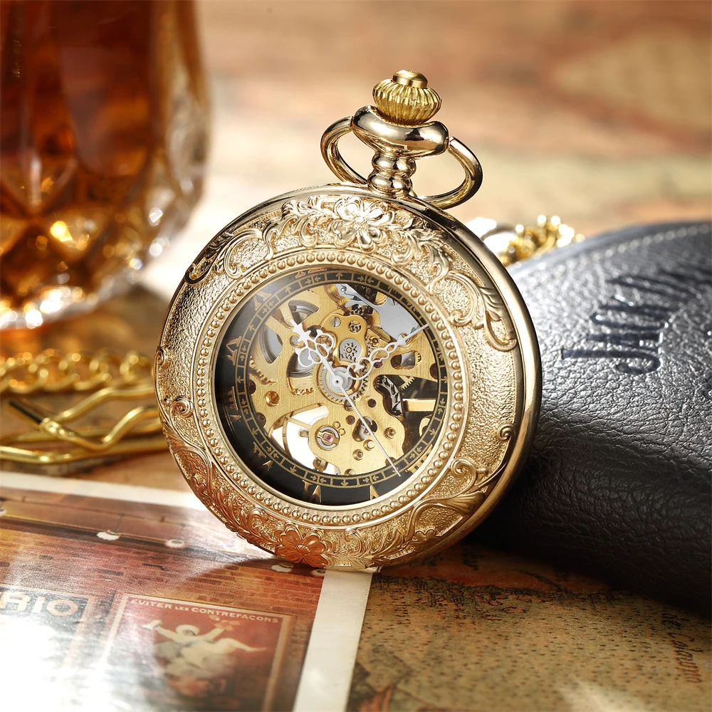 빈티지 청동 스켈레톤 기계식 포켓 시계, 고급스러운 꽃 - Pocket Watch Mechanical Skeleton Vintage 리뷰 및 가격