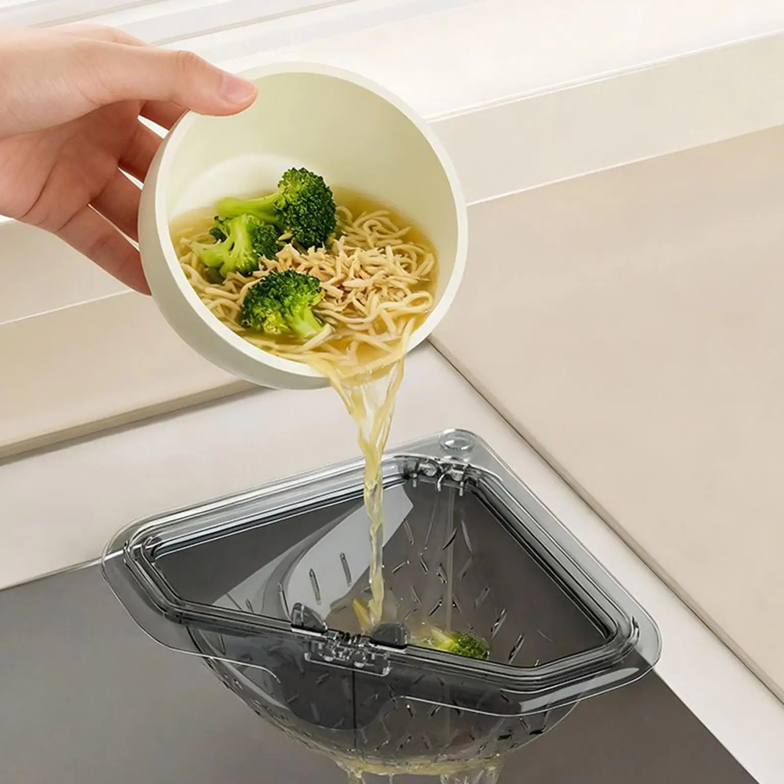 Sink Food Catcher Basket Magnetic Suction Drainage Triangle Drying Kitchen Sink Drain Strainer Corner Basket for Scrap Fruits